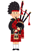 A person blowing a bagpipe