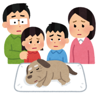 Family caring for a pet dog