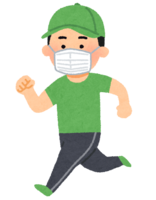 A person jogging with a mask (male)