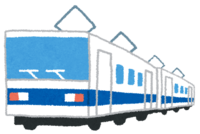 電車(黄緑-オレンジ-赤-青ライン)