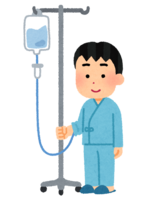 Person with an IV stand (boy)