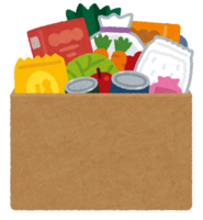 Cardboard box containing food