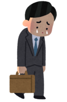 Office worker (male) walking while crying