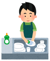 Man washing dishes