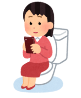 Person using a smartphone in the toilet (female)