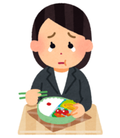 A person who eats lunch while crying (female office worker)