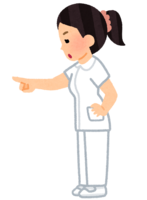 Nurse pointing and calling