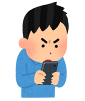 スマートフォンに熱中する人(男性)