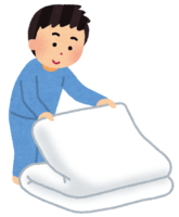 Person folding the futon (male)