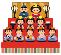 Hina dolls displayed on the Hinamatsuri