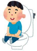 Boy sitting on the toilet