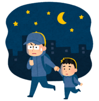 Night escape (father and son)