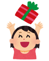 Girl who is pleased to receive a gift