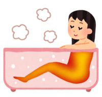 Woman warming up in the bath