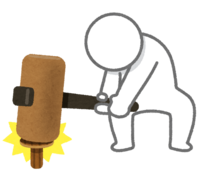 Person who hits the stake that comes out (stick man)