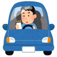 携帯電話を使いながら運転をしている人