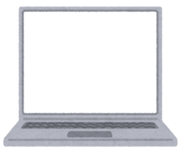 白い画面のノートパソコン