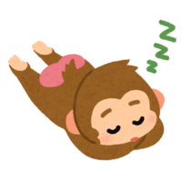 寝ている猿(申年-干支)