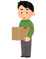 Person with cardboard luggage (male)