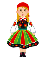 民族衣装を着たポーランドの女性