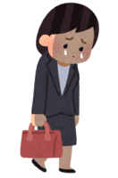 Office worker (female) walking while crying
