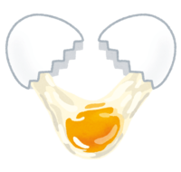 卵を割ったイラスト(白い殻)