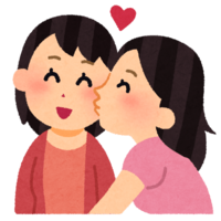 Same-sex kiss (female)