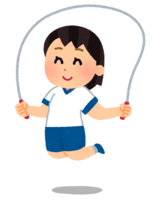 Child (girl) flying with a skipping rope