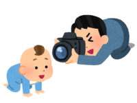 Father taking pictures of children