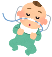 戴氧气套管的婴儿