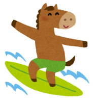 サーフィンをする馬