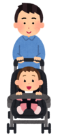Facial expression illustration of father pushing stroller (emotions)
