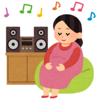 音楽を聴く妊婦