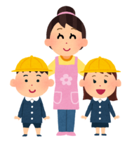 Kindergarten children and nursery teachers-childcare workers