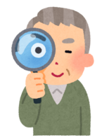 Old man with magnifying glass