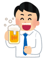 A person who drinks beer deliciously (male)