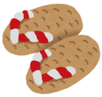 Red and white straw sandals