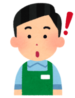 Facial expression of a man in an apron (inspiration-impulsion-surprise-thinking)