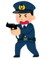 Police officer holding a pistol (male)