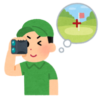 A person who uses a laser rangefinder at a golf course