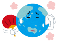 Global warming (sweaty earth character)