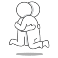 People who are happy to hug each other (stick figures)