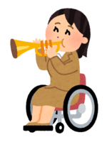 トランペットを演奏する女性(車椅子)
