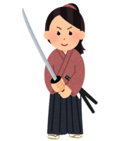 日本刀を構える女性(武士)