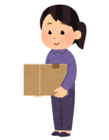 Person with cardboard luggage (female)