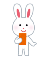 Rabbit character using a smartphone