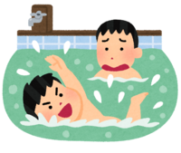 Child swimming in the bath
