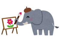 絵を描いている象