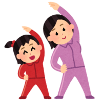 Parent and child doing gymnastics
