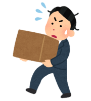 Office worker carrying heavy luggage (male)